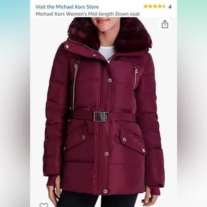Michael Kors Quilted Nylon Puffer Jacket Dark Ruby